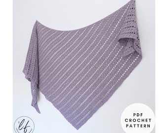 Crochet Boomerang Shawl Pattern, a lacy asymmetrical crochet wrap with curved edges (PDF Pattern)