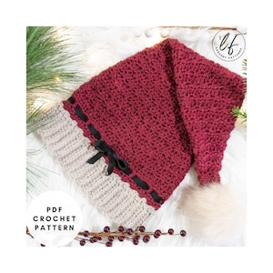 Crochet Santa Hat Pattern, Crochet Stocking Cap,  Crochet Christmas Hat, Crochet Holiday Hat, Crochet Elf Hat