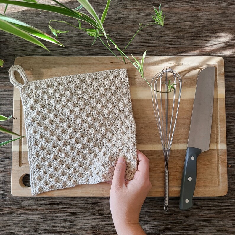 Crochet Dishcloth Pattern PDF, Crochet Dish Towel Pattern, Crochet Hanging Towel, Crochet Kitchen Towel, Crochet Washcloth, Modern Crochet image 8