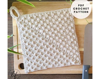 Crochet Dishcloth Pattern PDF, Crochet Dish Towel Pattern, Crochet Hanging Towel, Crochet Kitchen Towel, Crochet Washcloth, Modern Crochet