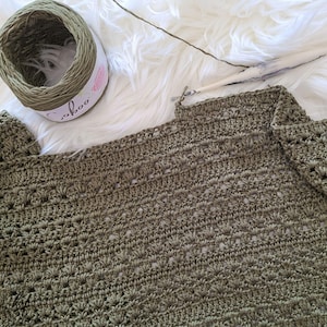 This image is a work in progress photo of this crochet rectangle shawl pattern.