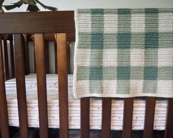 Crochet Baby Blanket Pattern PDF | Gender Neutral Baby Blanket | Gingham Crochet Baby Blanket Pattern