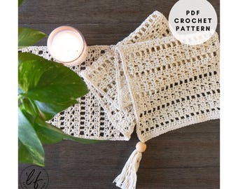 Crochet Table Runner Pattern PDF, Crochet Table Runner Boho, Crochet Table Runner Floral, Crochet Table Decor, Crochet Coffee Table Decor