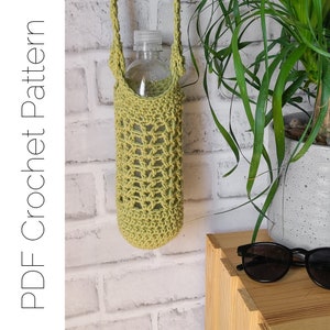 Crochet Water Bottle Holder PATTERN, Crochet Water Bottle Bag, Crochet Bottle Bag, Crochet Bottle Cover, Crochet Bottle Carrier image 4