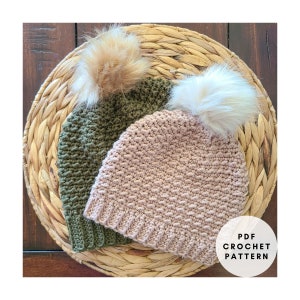 Crochet Beanie Pattern PDF, Crochet Hat Pattern, Crochet Winter Hat Pattern, Textured Crochet Beanie