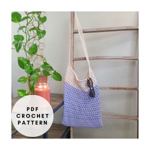 Crochet Bag Pattern PDF, crochet tote bag pattern, crochet market bag, shoulder bag pattern, farmers market bag imagen 1