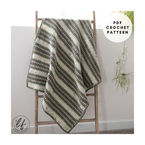 Crochet Baby Blanket Pattern PDF with striped, woven texture from the Moss Stitch