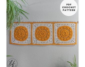 Granny Square Crochet Wall Hanging Pattern PDF, bright and textured home decor