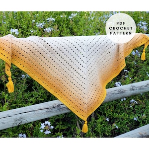 Crochet Triangle Shawl Pattern PDF, a lightweight crochet wrap for spring and summer