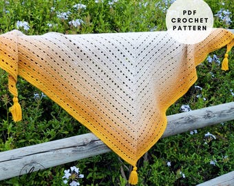 Crochet Triangle Shawl Pattern PDF, a lightweight crochet wrap for spring and summer