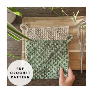 Crochet Dishcloth Pattern PDF, Crochet Dish Towel Pattern, Crochet Hanging Towel, Crochet Kitchen Towel, Crochet Washcloth, Modern Crochet