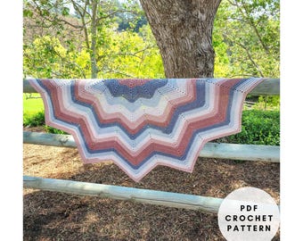Chevron Crochet Shawl Pattern PDF, Crochet Shawl Pattern DK, Ripple Crochet Shawl Pattern, Crochet Wrap Pattern, Half Circle Crochet Shawl