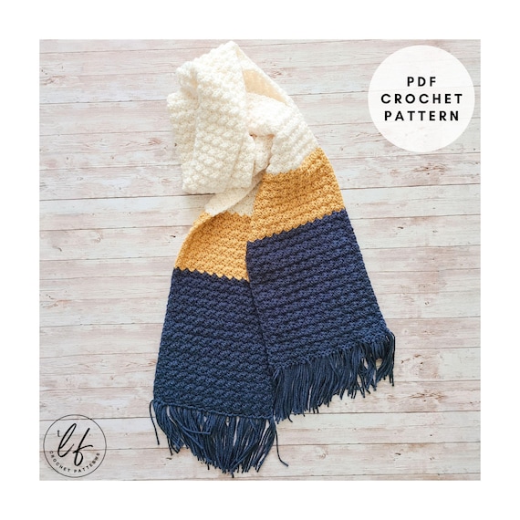 Color Block Crochet Scarf PATTERN - Gender Neutral, Textured and Easy Crochet Accessory for Men & Women