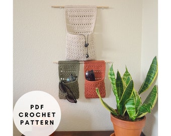 Crochet Hanging Basket PATTERN, Crochet Storage Basket, Crochet Wall Basket, Crochet Wall Hanging Pattern