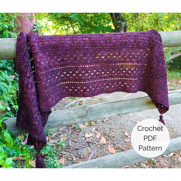 Crochet Rectangle Shawl Pattern PDF, Crochet Shawl Pattern, Crochet Wrap Pattern