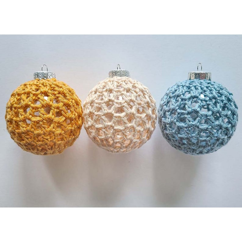 Crochet Christmas Bauble Pattern PDF, Crochet Christmas Ornament Pattern, Crochet Holiday Ornaments, Crochet Ball Ornament Pattern image 8