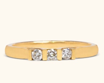 Vintage 3 Stone Ring | Vintage 0.18ct Diamond Ring | Diamond 3 Stone Ring 14k Yellow, White, Rose Gold | Misc. Jewellery
