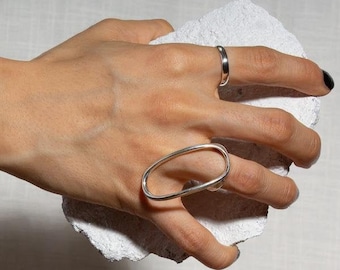 Chunky Silver Ring for Women 9G