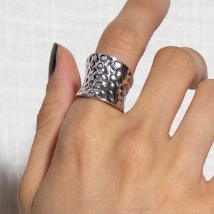 Chunky Silver Ring for Women | Boho Silver Rings | Abstract Modernist | 9G