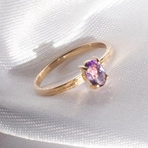 Birthstone Amethyst Ring in 10k Gold, 10k White Gold, 10k Rose Gold | Gold Birthstone Ring
