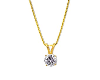 Birthstone Pendant Charm in 10k Gold | 16–28&quot; | Birthstone and 10k Gold Yellow, White Gold, Rose Gold | Birthstone Pendant Necklace
