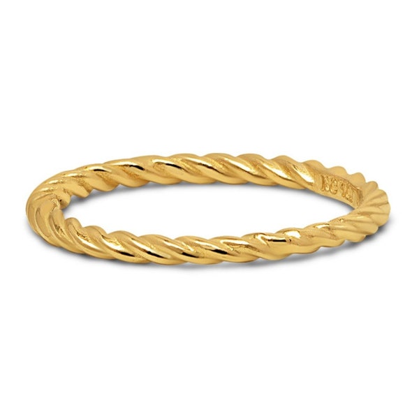 Simple 10k Ring Braided Gold Design | 10k Gold Twist Ring | 2MM - Women - 10k Yellow Gold