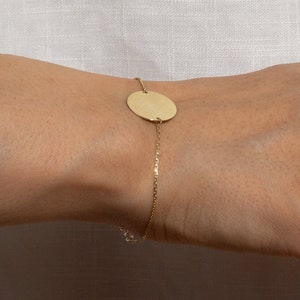 Gold Letter Bracelet for Women with Custom Engraving - solid 10k Gold – 6.5" | Engravable Custom Initial Gold Bracelet | Gift or Her