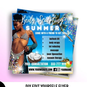 DIY BODY CONTOURING flyer, Body Sculpting Flyer, Body Contour Flyer, Instagram Social Media Template, Esthetician, Premade Body Spa Flyer