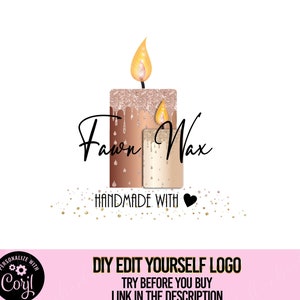 Candle business logo design, diy candle logo template, editable handmade candle logo, premade candle wax shop logo