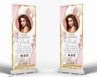 Retractable Banner Template, Beauty Roll Up Banner, Canva Professional Retractable Banner, Event Template Design, Hair Boutique Banner