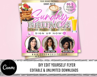Brunch Flyer, Sunday Brunch Invitation Flyer, E-Flyer Template Design, Event Flyer, Social Media Premade Editable Instagram flyer template