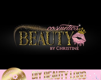 DIY Glitter Beauty Logo, Customizable Cosmetics Branding (Digital Download)