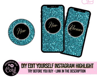 Instagram story highlights covers, Bright instagram highlight covers, Instagram beauty highlights, instagram story template influencer teal