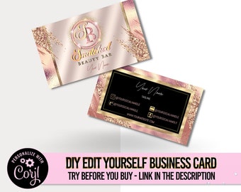 Editable business cards template, DIY customizable Beauty business card design, Boutique business card, Feminine,Nails,Lashes business card