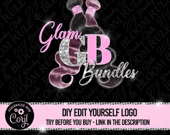 Glam Hair Extension Logo, DIY Wig Logo Design