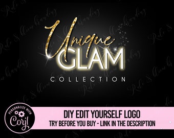 DIY Beauty Logo Template Neon Boutique Logo Design Glitter | Etsy