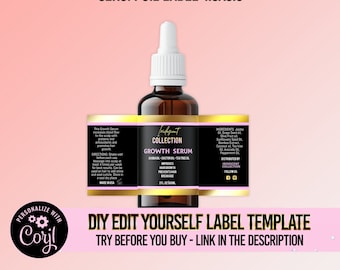 DIY Hair Growth Oil Label: Editable Product Template (4.5x3.5 inches)