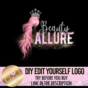 Hair Logo, hair logo design, hair Stylist Logo, Pink gold hair logo