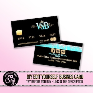 DIY Business Cards design, business cards template, editable credit card business card, hair stylist card, printable digital