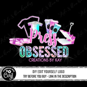T-shirt Design Logo, Heat Press Logo Template, DIY Cricut Logo, Editable Crafting Logo Design, Premade Business Crafter Logo, Tumblers Logo