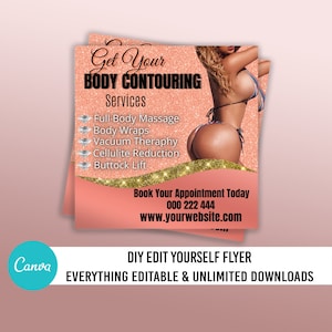DIY BODY CONTOURING flyer, Body Sculpting Flyer, Body Contour Flyer, Instagram Social Media Template, Esthetician, Premade Body Spa Flyer
