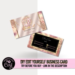 Modèle de cartes de visite modifiables, conception de carte de visite de beauté personnalisable DIY, carte de visite boutique, féminin, ongles, carte de visite à cils
