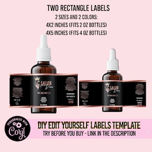 DIY Hair Growth Oil Label Design, Do It Yourself Product Label Design, Hair Serum Oil Labels Design, Editable Product Labels Template