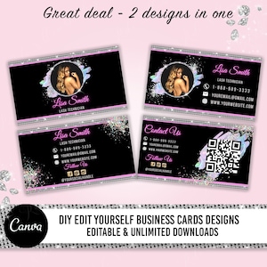 Editable Business card design template, Premade Business Cards, QR Code Business Cards, Printable digital card, beauty lash hair card