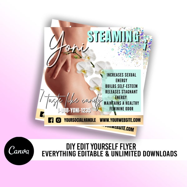 YONI STEAM FLYER Design, Yoni Steam Instagram Template, Feminine Care Flyer, feminine hygiene flyer template, Yoni Social Media Template