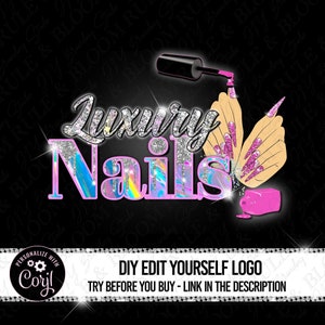 Nails Logo design, Premade Nails logo, DIY Nail Logo, Editable Nail Artist Logo, Beauty Nail logo