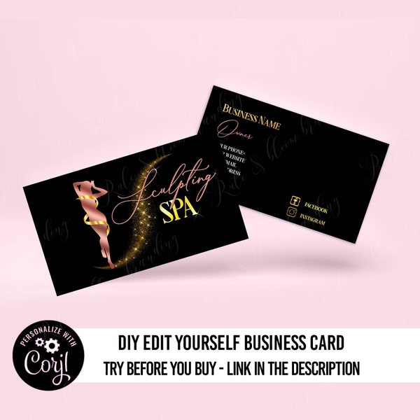 Body Sculpting Business Cards, Body Contouring business cards template,Spa business card, business card design,fitness business card SKU001