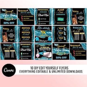 Social Media Flyer, DIY Hair Flyer Template, Hair Bundle Flyer, Giveaway Flyer, Canva Flyer, Social Media Post, Beauty Hair Lash Flyer