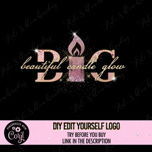Candle business logo design, diy candle logo template, editable handmade candle logo, premade candle wax shop logo sku003