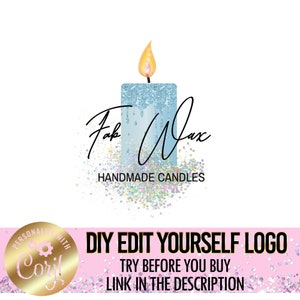 DIY candle logo design, editable candle logo, diy candle logo template, candle wax logo, candle business logo